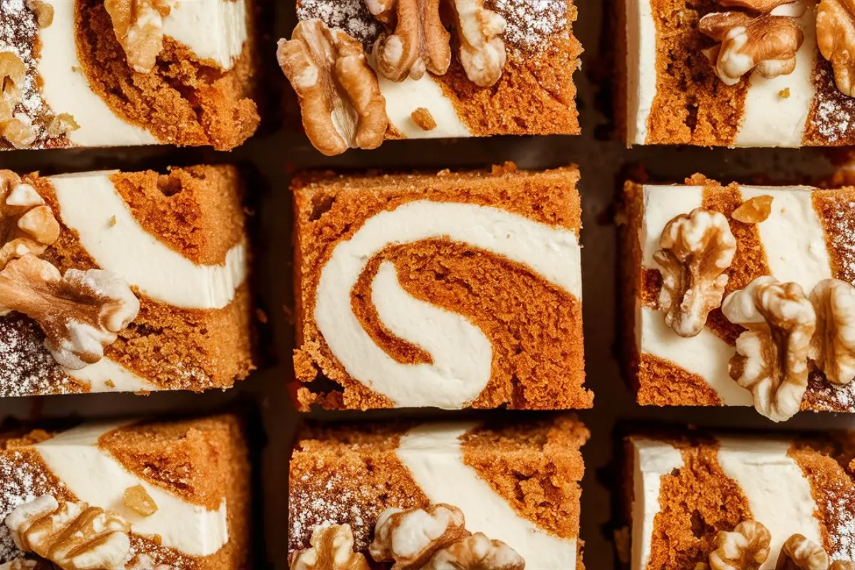 Carrot Cake Bars with Cream Cheese Swirl