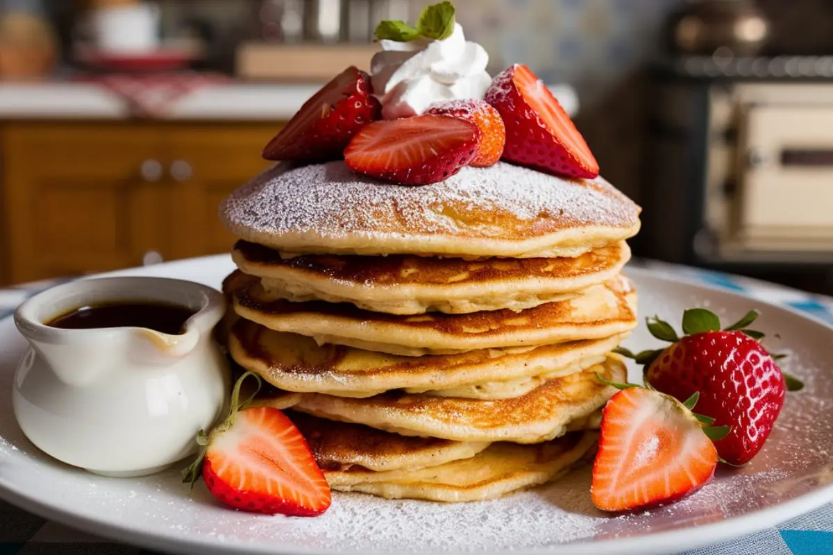 Strawberry Pancakes with Homemade Syrup